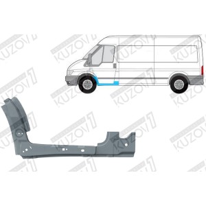 АРКА ПЕРЕДНЯЯ, ЗАДНЯЯ ВНУТРЕННЯЯ ЧАСТЬ, ПОД ДВЕРЬ + ПОРОГ + 1/3 СТОЙКИ (ЛЕВАЯ) ОРИГИНАЛ, 0.8 ММ, ПОЛЬША - фото